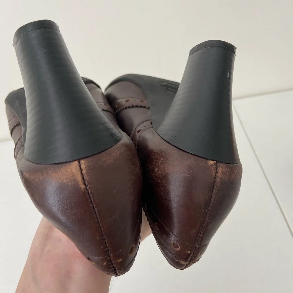Women’s Mercedes brown rustic heeled zip ankle boots booties‎ size 6.5